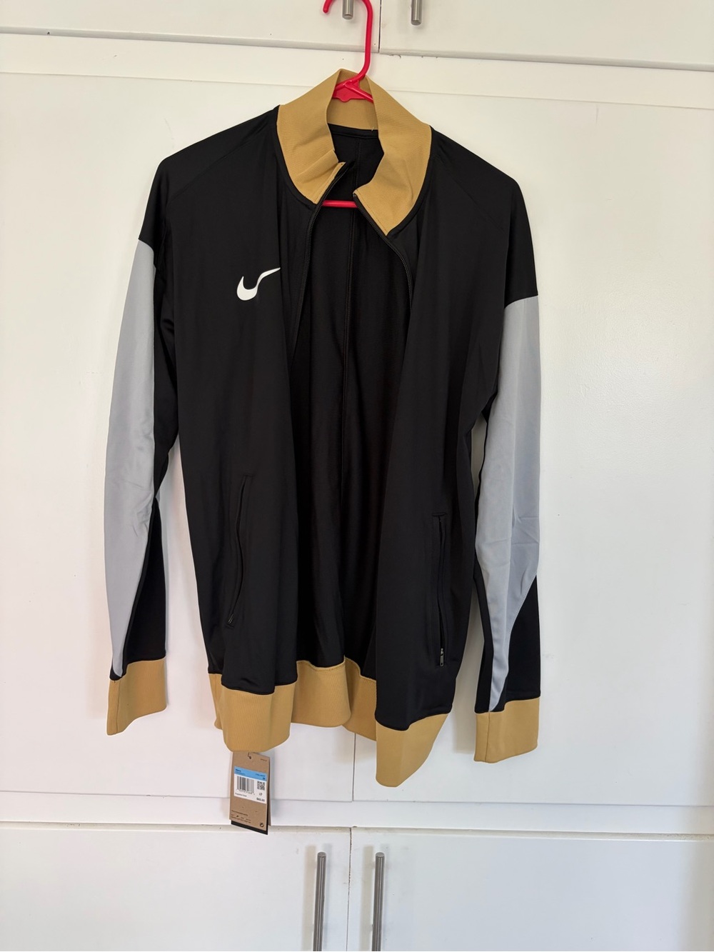 Nike Soccer Jacket with mustard yellow Collar & Hem and light blue Sleeves
